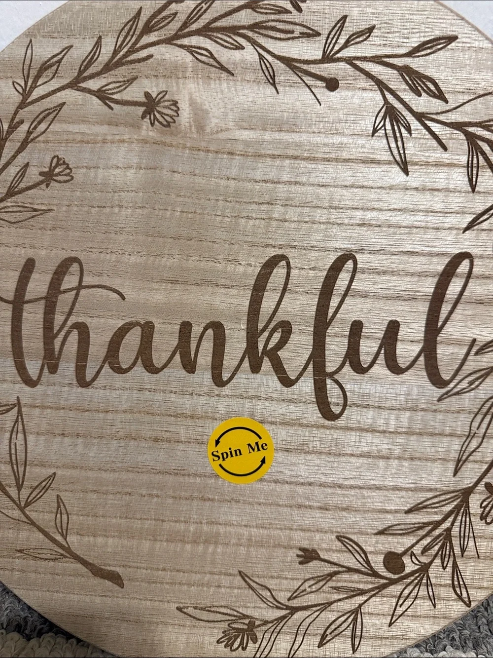 Hobby Lobby Thankful Round Wood Wall Decor - Brown